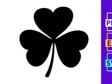 Minimalist black clover leaf symbol on white background design