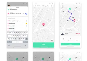 Taxi Booking mobile UI Kit for SKETCH
