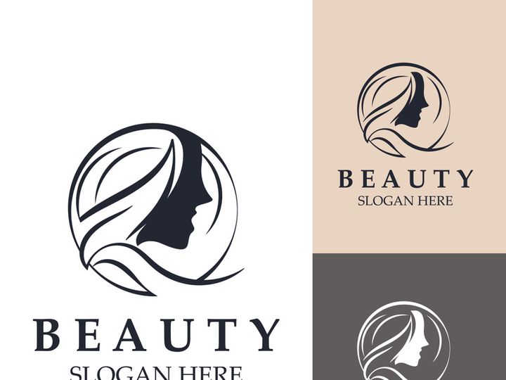 Woman Beauty care logo. fresh Nature beauty face saloon and spa design flat vector