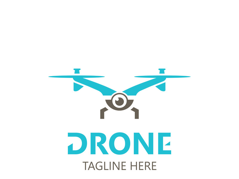 Drone aerial with camera vector template icon. logo photography drone vector. quadcopter flat style illustration