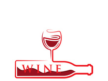 Wine bottle and glass logo design icon