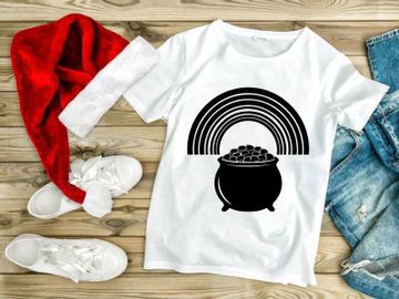 Cauldron with magical smoke and rainbow arcs illustration preview picture