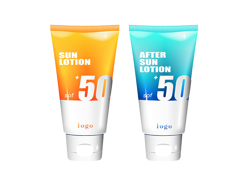 Body sunscreen realistic product vector design