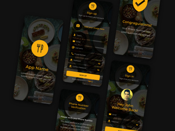 Restaurant App Initial Screens UI/UX preview picture