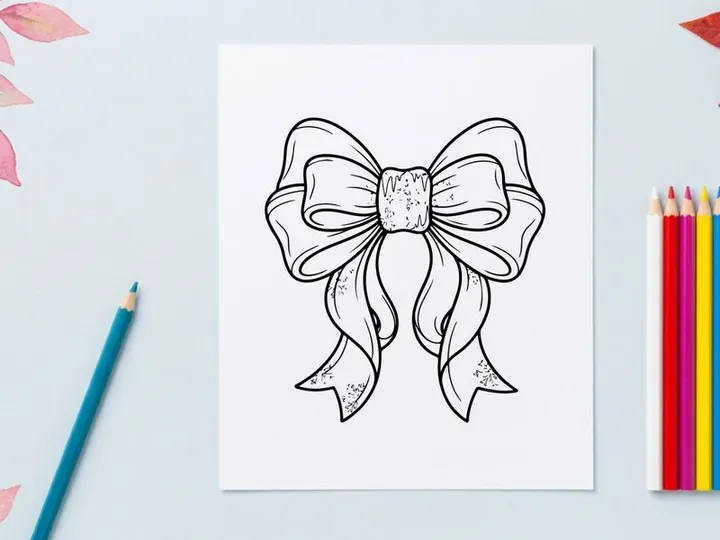 Hand drawn Christmas bow illustration, festive ribbon knot for holiday gift decoration
