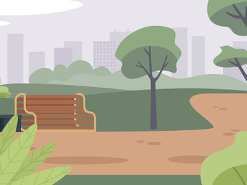 Green city park in summer flat color vector illustration preview picture