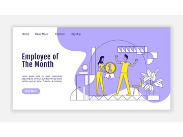 Employee of the month landing page flat silhouette vector template preview picture