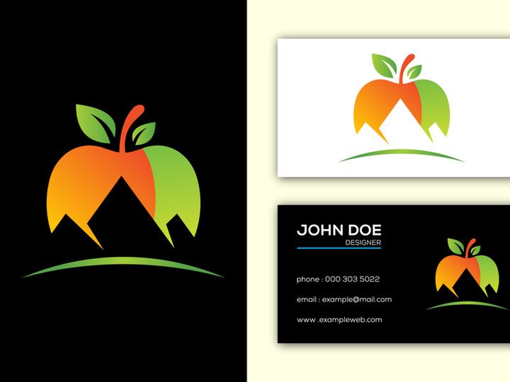Apple and Mountain logo sign symbol in flat style