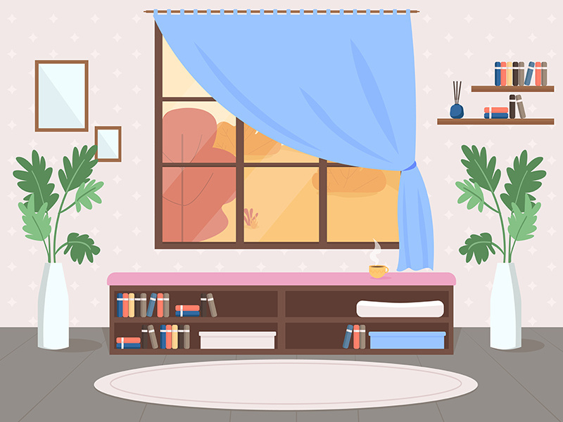 Cosy room flat color vector illustration