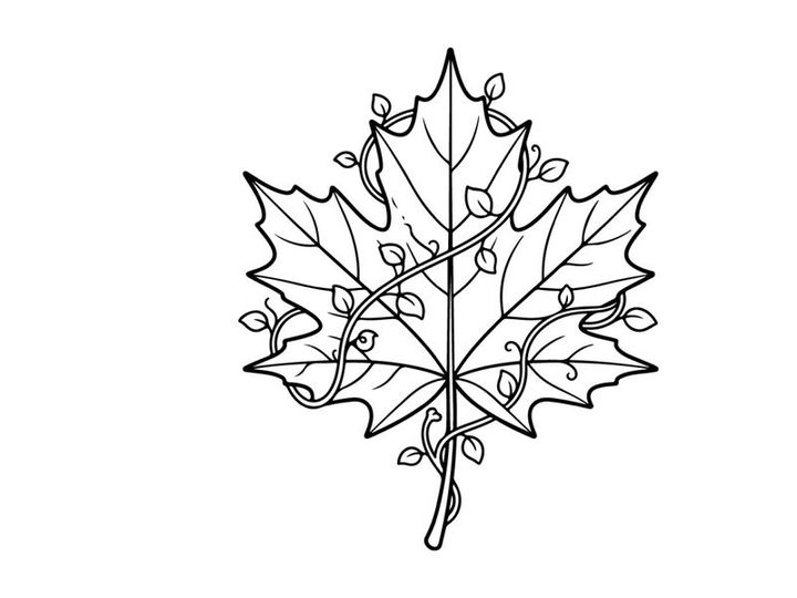 Elegant maple leaf illustration for autumn design. Artistic botanical drawing for seasonal projects.