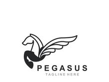 Pegasus horse Logo minimalist, Line art, Modern simple mascot, Mystic premium emblem