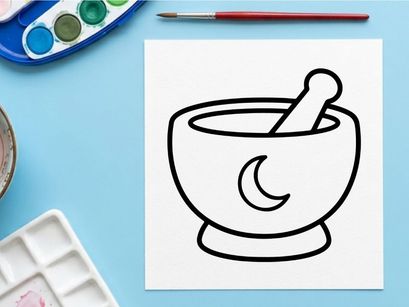Mortar and pestle grinding herbs for natural remedies. Traditional apothecary tool for crushing spices and medicinal plants.