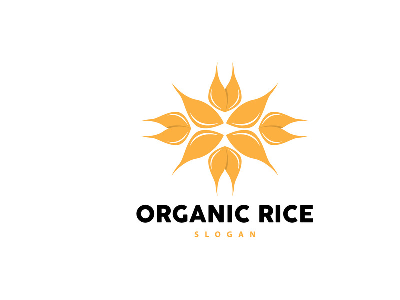 Wheat Grain Rice Logo, Simple Design Organic Vector Illustration