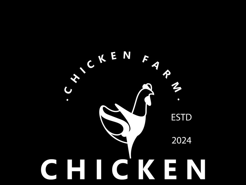 Chicken Farm logo design, animal icon for groceries, butcher shop, farmer market livestock template