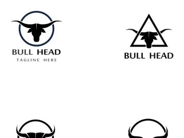 Retro vintage bull head horns logo design preview picture