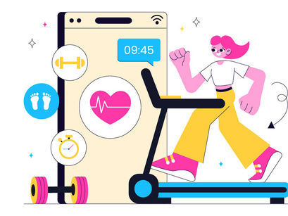 10 Virtual Fitness App Promotion Illustration