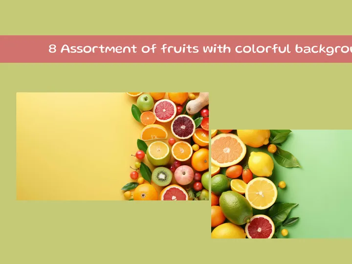Assortment of fruits with colorful background