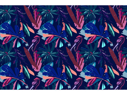 Abstract Trendy Exotic Jungle Plants Pattern