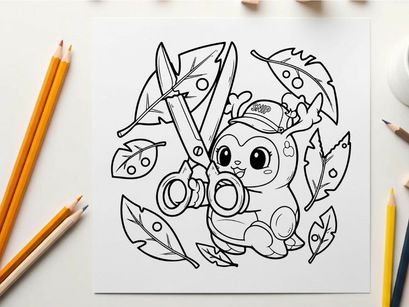 Cute robot cutting fish vector illustration flat design