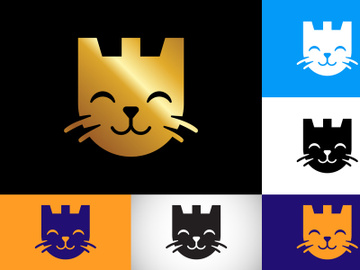 Cat logo, Cat with castle logo, Animal logo design vector icon illustration preview picture