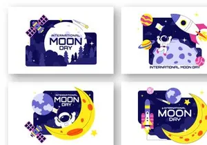 10 International Moon Day Illustration