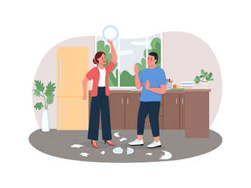 Wife angry with husband 2D vector web banner, poster preview picture