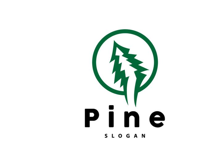 Pine Tree Logo, Luxurious Elegant Simple Design