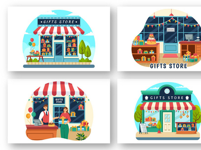 8 Gifts Store Design Illustration