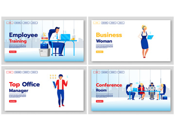 Corporate lifestyle landing page vector templates set preview picture