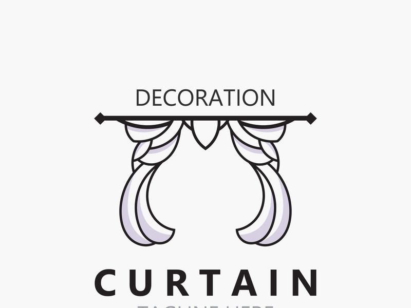 Curtain logo decoration style minimalist elegant vector design illustration