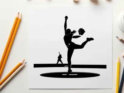 Cheerleader Silhouette bei einem Hochkick-Stunt
