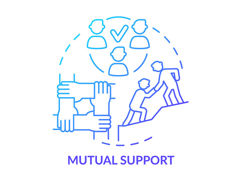 Mutual support blue gradient concept icon