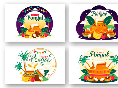 12 Happy Pongal Celebration Illustration