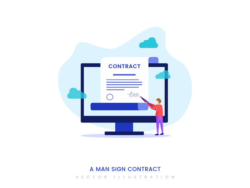 A man sign contract vector illustration