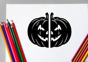 Stylized Halloween Jack-o'-lantern with Menacing Face for Fall Decor