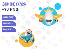 3D Icons Set business, Finance & Interface, render icon for ui