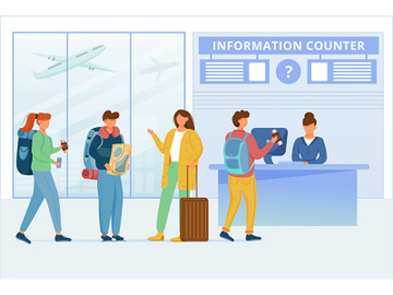 Airport information counter flat vector illustration preview picture