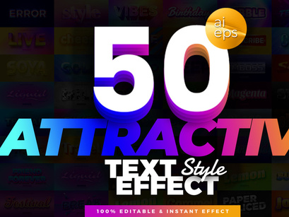 50 in 1 Bundle Attractive Text Effect Style