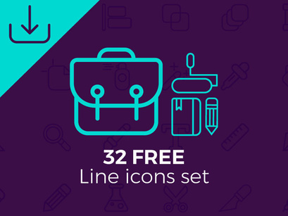 32 free line icons set