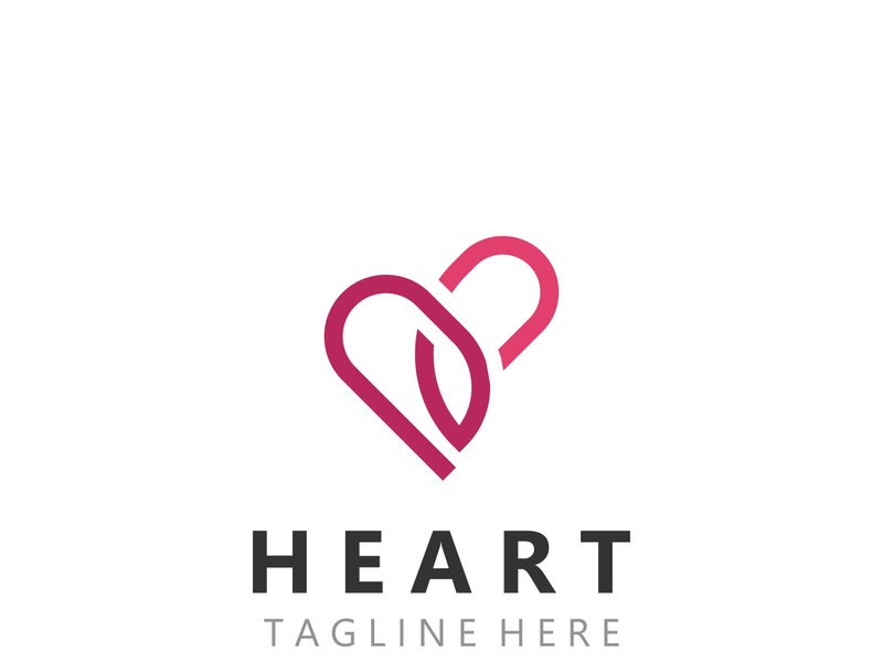 Heart logo design template, luxury ribbon Valentines day and love stripe logotype