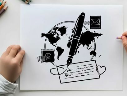 ilustração vetorial de escrita de cartas de comunicação global