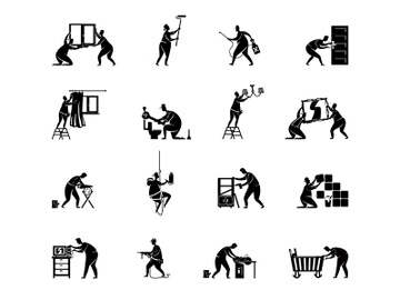 Home repairs black silhouette vector illustrations kit preview picture