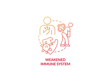 Weakened immune system red gradient concept icon preview picture