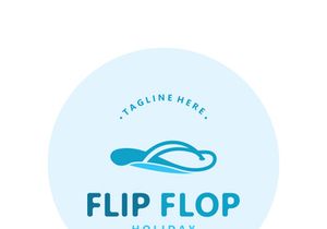 Flip Flop logo design style line art template illustration