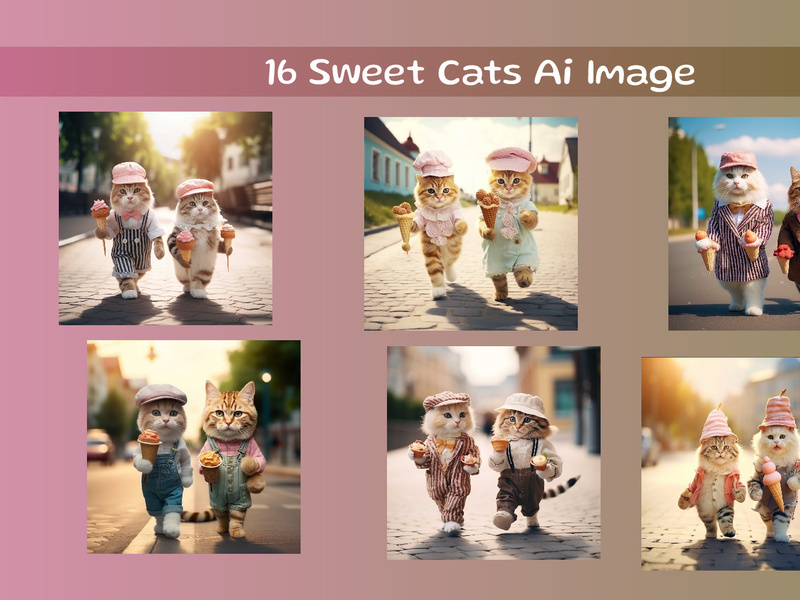 Cute cats with hats (Ai Image)