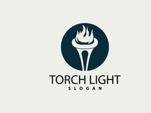 Torch Logo, Olympic Flame Vector, Simple Minimalist Design