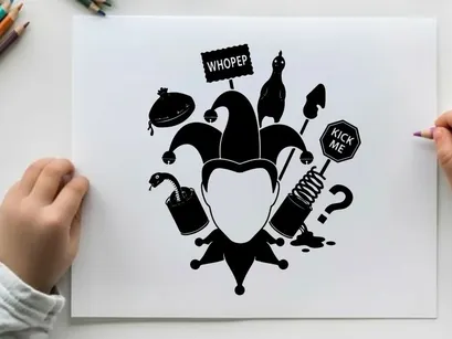 confused mascot with question symbols vector illustration