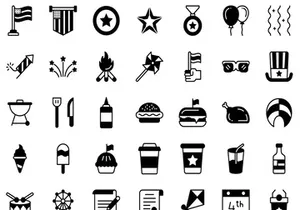 Set of 4th july Colored Line Icons