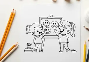 Children emotions reaction flat design vector illustration