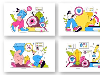 10 Mineralogist Vector Illustration